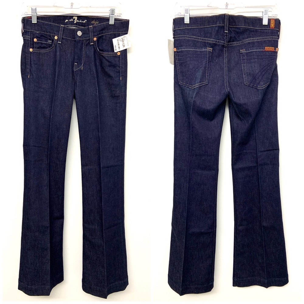 SOLD 7FAM Dojo Mercer Dark Wash Flare Jeans 26x34 - Picture 2 of 8